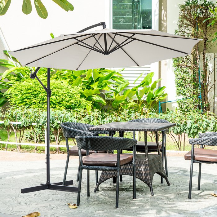 The Range | Outsunny 3m Garden Parasol Sun Shade Cantilever - Beige Outsunny 3m Garden Parasol Sun Shade Cantilever - Beige