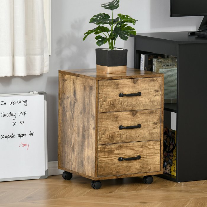 The Range | HOMCOM Rolling File Cabinet with 3 Drawers - Brown HOMCOM Rolling File Cabinet with 3 Drawers - Brown