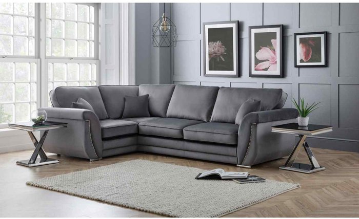 The Range | Simply Eleganza Luca Full Back L Shape Left Hand Corner Sofa - Grey Simply Eleganza Luca Full Back L Shape Left Hand Corner Sofa - Grey