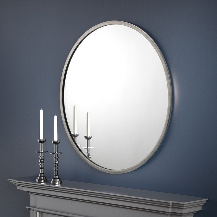 The Range | Julian Bowen Octave Round Pewter Wall Mirror - Grey Julian Bowen Octave Round Pewter Wall Mirror - Grey