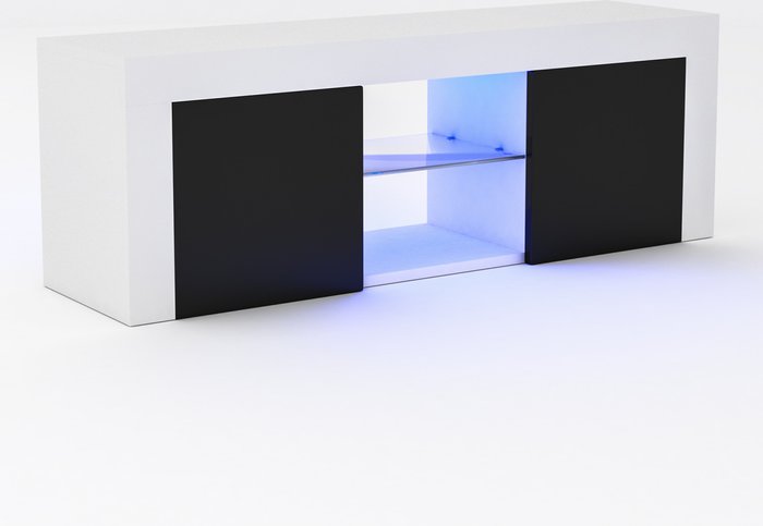 The Range | Lassic Eclipse 2 Door LED TV Unit - White and Black Lassic Eclipse 2 Door LED TV Unit - White and Black