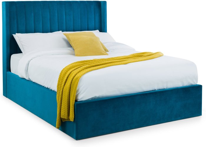 The Range | Julian Bowen Langham Scalloped Headboard Storage King Size Bed - Teal - Teal Julian Bowen Langham Scalloped Headboard Storage King Size Bed - Teal - Teal