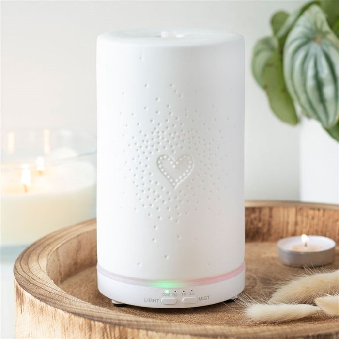 The Range | Gloriously Good White Ceramic Heart Scatter Electric Aroma Diffuser - White Gloriously Good White Ceramic Heart Scatter Electric Aroma Diffuser - White