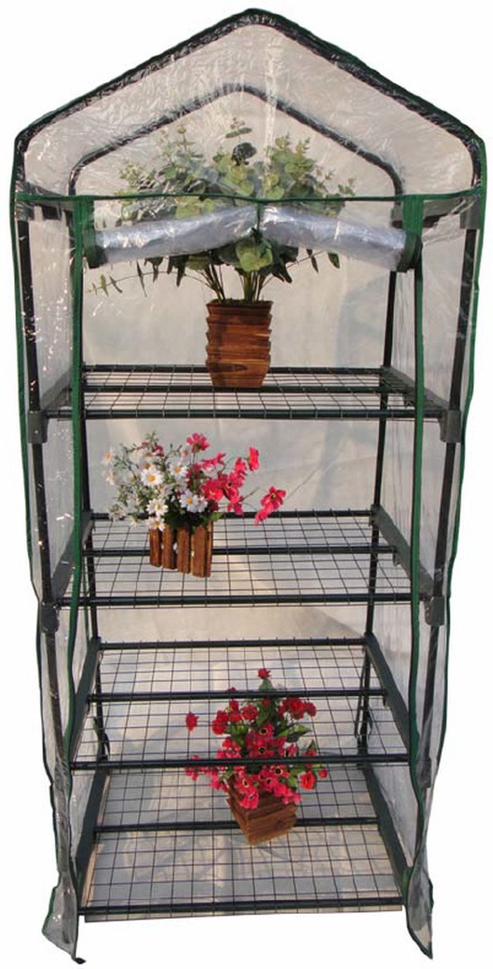 The Range | Samuel Alexander 4 Shelves Tiers Plastic Garden Greenhouse Green House Grow House - Green Samuel Alexander 4 Shelves Tiers Plastic Garden Greenhouse Green House Grow House - Green
