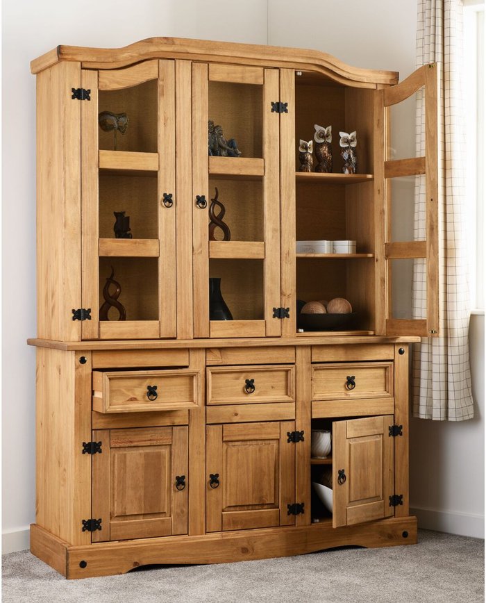 The Range | Seconique Corona 4'6 Buffet Hutch - Distressed Waxed Pine Seconique Corona 4'6 Buffet Hutch - Distressed Waxed Pine