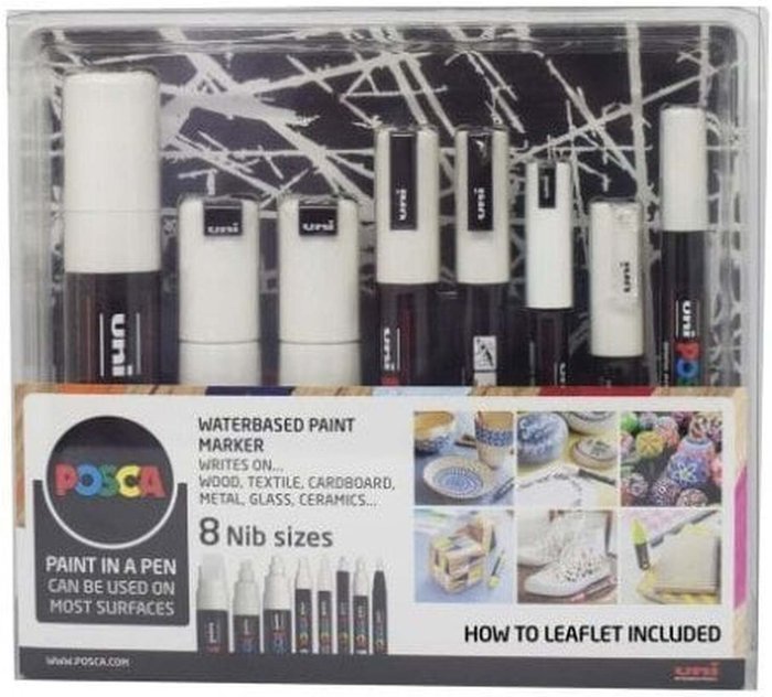 The Range | Pack of 8 Posca Waterbased Paint Markers - White Pack of 8 Posca Waterbased Paint Markers - White