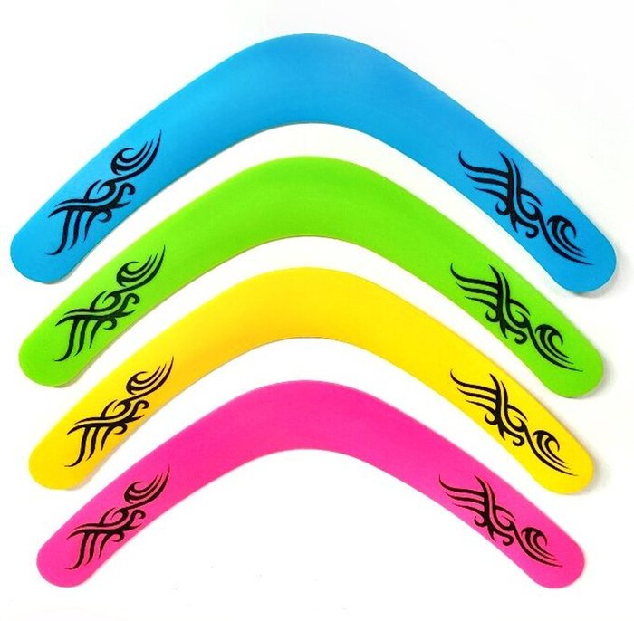 The Range | Blue Frog Toys Set of 4 Large Neon Colour Boomerang Toys - Green, Pink, Yellow, Blue Blue Frog Toys Set of 4 Large Neon Colour Boomerang Toys - Green, Pink, Yellow, Blue