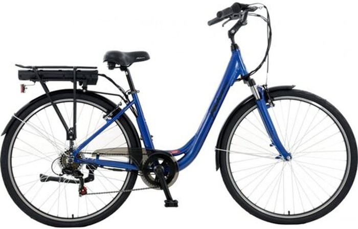The Range | Falcon Falcon Glide Step Through Heritage Hybrid Electric Bike 10Ah 6 Speed 700c - Blue - Blue Falcon Falcon Glide Step Through Heritage Hybrid Electric Bike 10Ah 6 Speed 700c - Blue - Blue