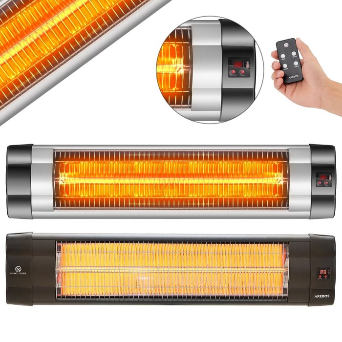 The Range | Arebos Infrared Heater with Remote Control 3 Heat Settings - Silver Arebos Infrared Heater with Remote Control 3 Heat Settings - Silver