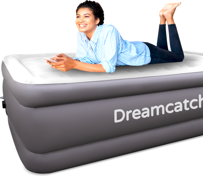 The Range | Dreamcatcher Inflatable Mattress Double Air Bed with Built in Pump - Grey Dreamcatcher Inflatable Mattress Double Air Bed with Built in Pump - Grey
