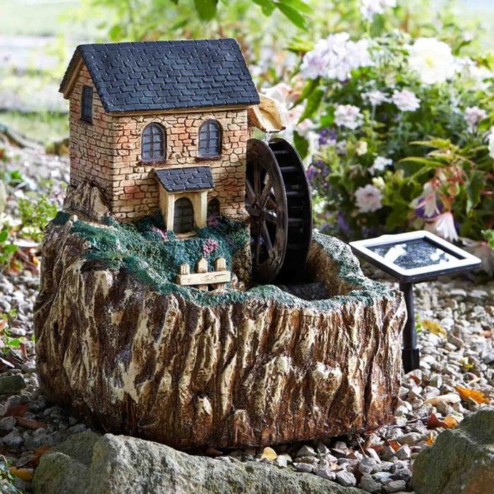The Range | Smart Garden Solar Mill Water Fountain with LED Light - Brown Smart Garden Solar Mill Water Fountain with LED Light - Brown