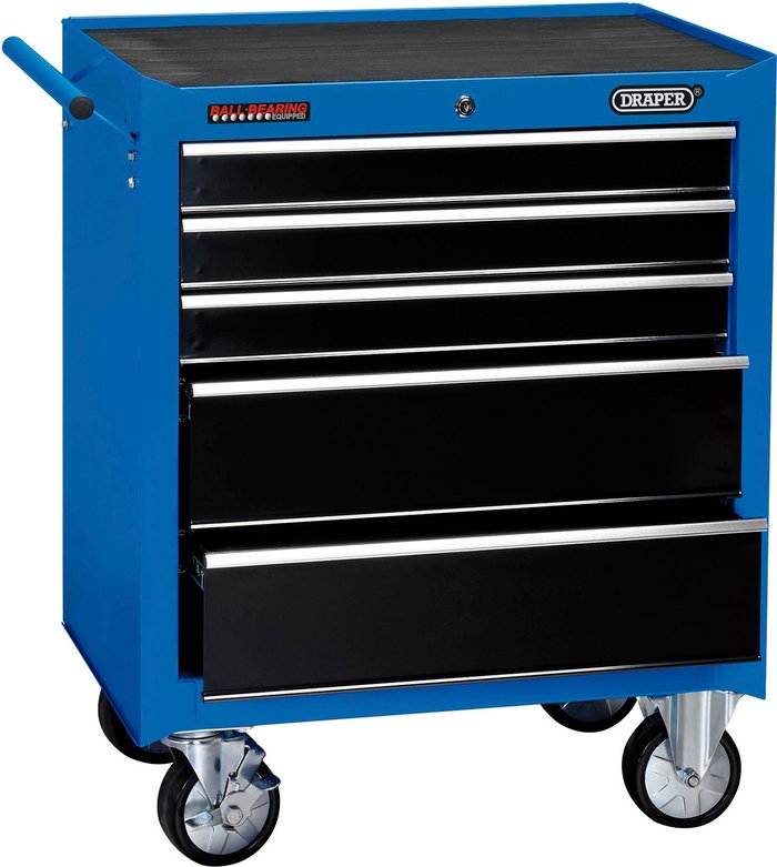 The Range | Draper Draper 5 Drawer Tool Roller Cabinet Blue / Black Draper Draper 5 Drawer Tool Roller Cabinet Blue / Black
