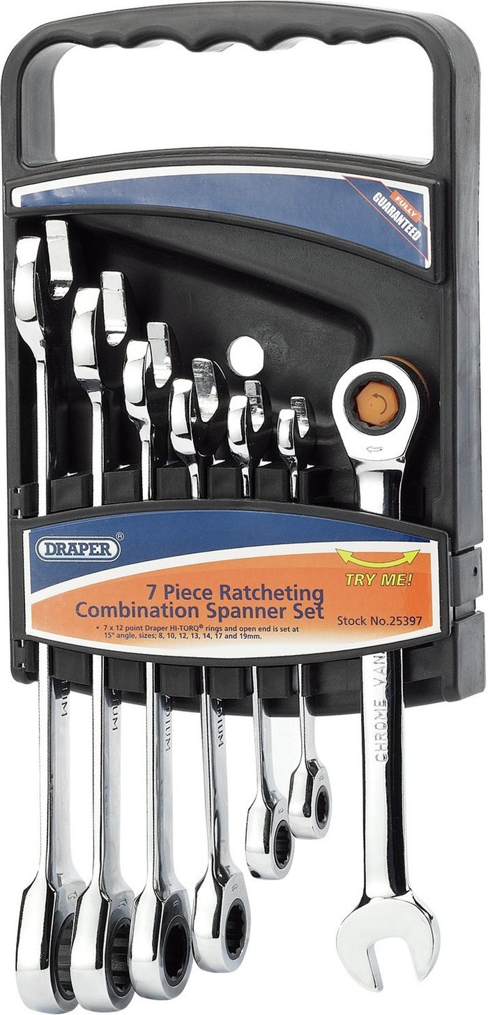 The Range | Draper Draper Hi-torq Metric Ratcheting Combination Spanner Set - 7 Piece Draper Draper Hi-torq Metric Ratcheting Combination Spanner Set - 7 Piece