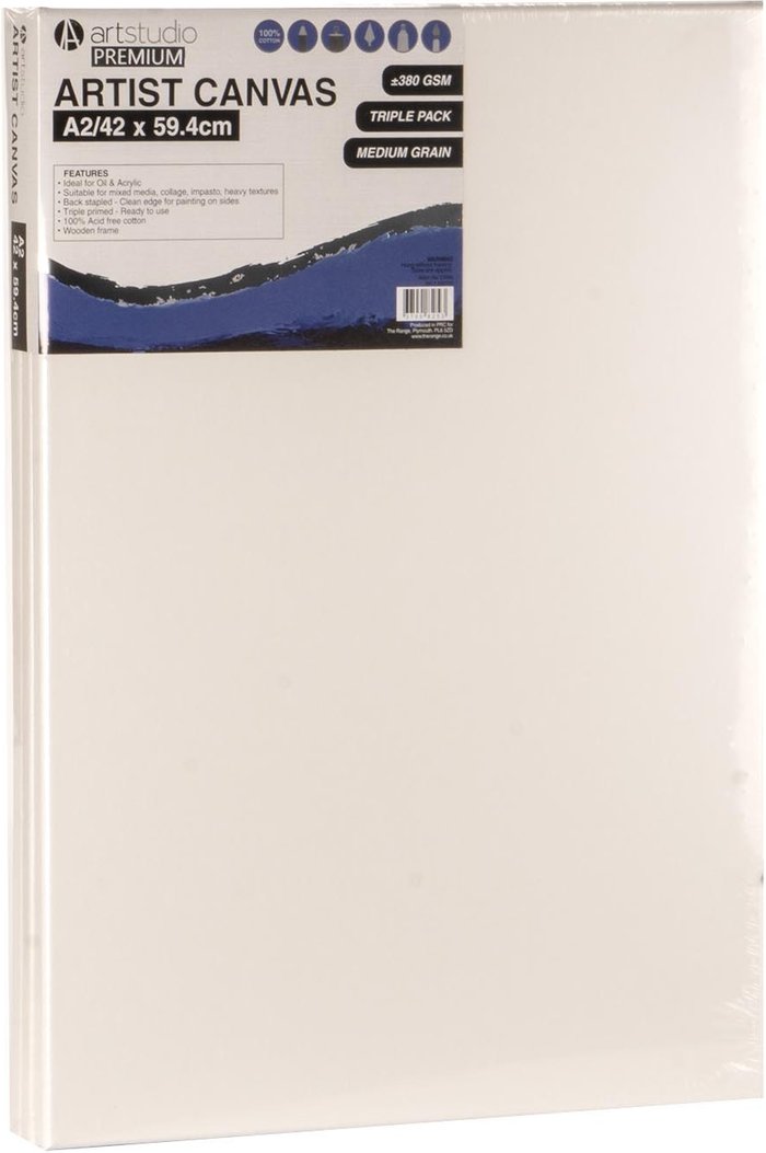 The Range | Art Studio Pack of Three Art Studio Artist Canvases - A2 Art Studio Pack of Three Art Studio Artist Canvases - A2