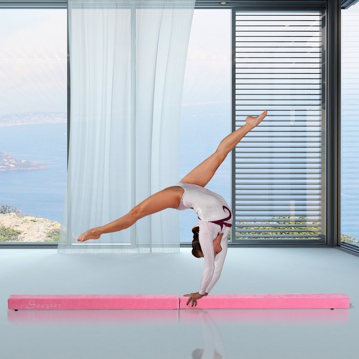 The Range | HOMCOM HOMCOM Balance Beam Trainer Fold Performance Gyts Suede Pink Home HOMCOM HOMCOM Balance Beam Trainer Fold Performance Gyts Suede Pink Home