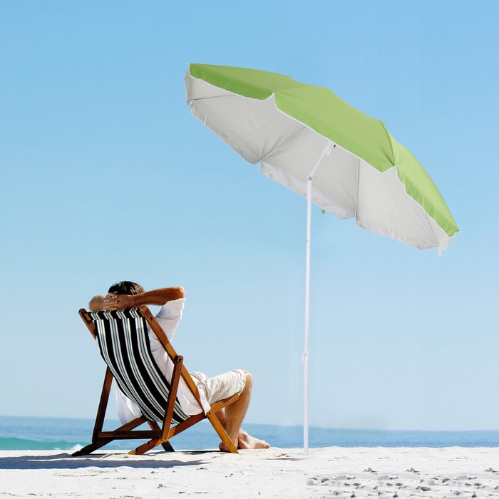 The Range | Outsunny 2m Beach Umbrella With Reflective Heat Lining - Green Outsunny 2m Beach Umbrella With Reflective Heat Lining - Green
