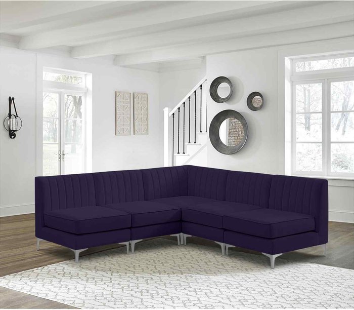 The Range | Simply Eleganza Albert Modular Corner Sofa in Velour Velvet Fabric - Blue Simply Eleganza Albert Modular Corner Sofa in Velour Velvet Fabric - Blue