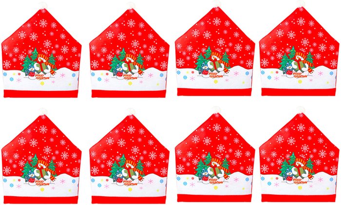 The Range | Christmas Dining Chair Covers - Red / Snowman / 8 Christmas Dining Chair Covers - Red / Snowman / 8