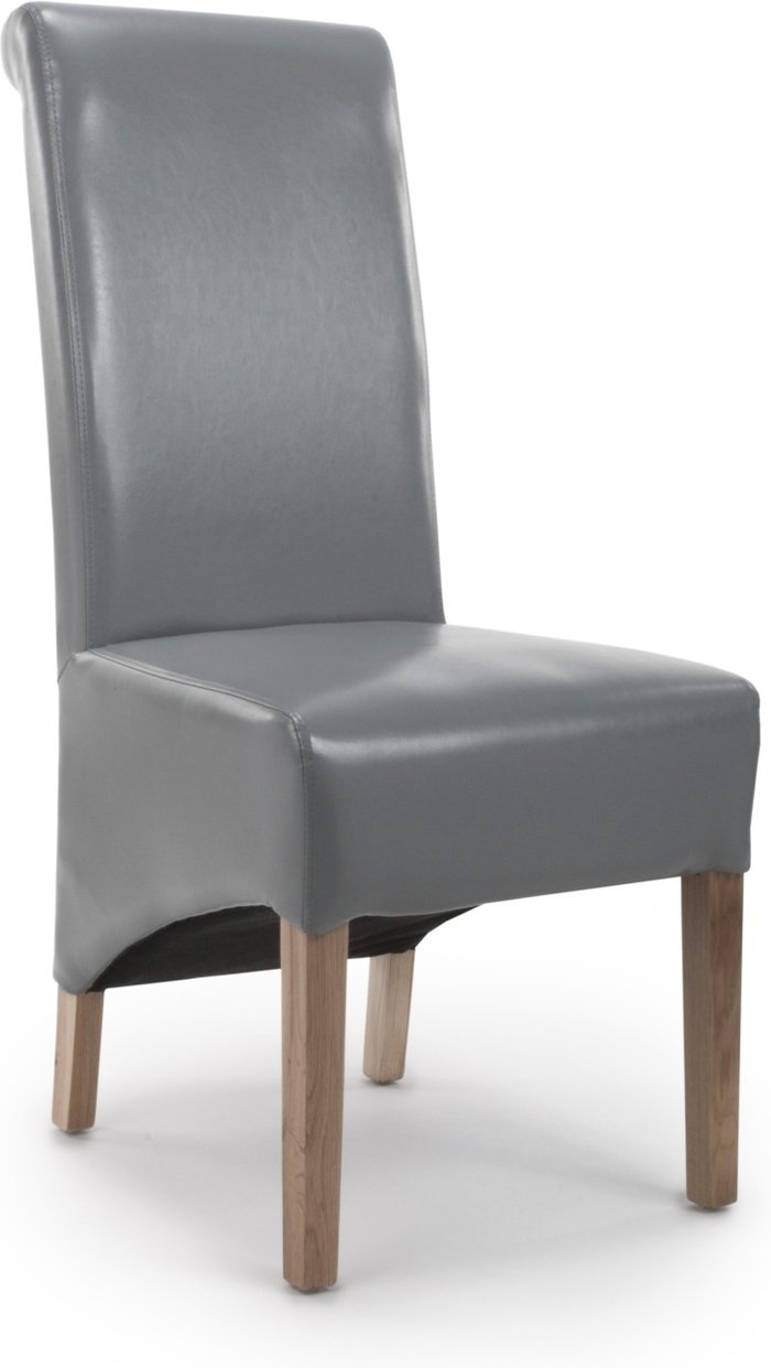 The Range | Shankar 2 x Shankar Krista Roll Back Bonded Leather Grey Dining Chairs Shankar 2 x Shankar Krista Roll Back Bonded Leather Grey Dining Chairs