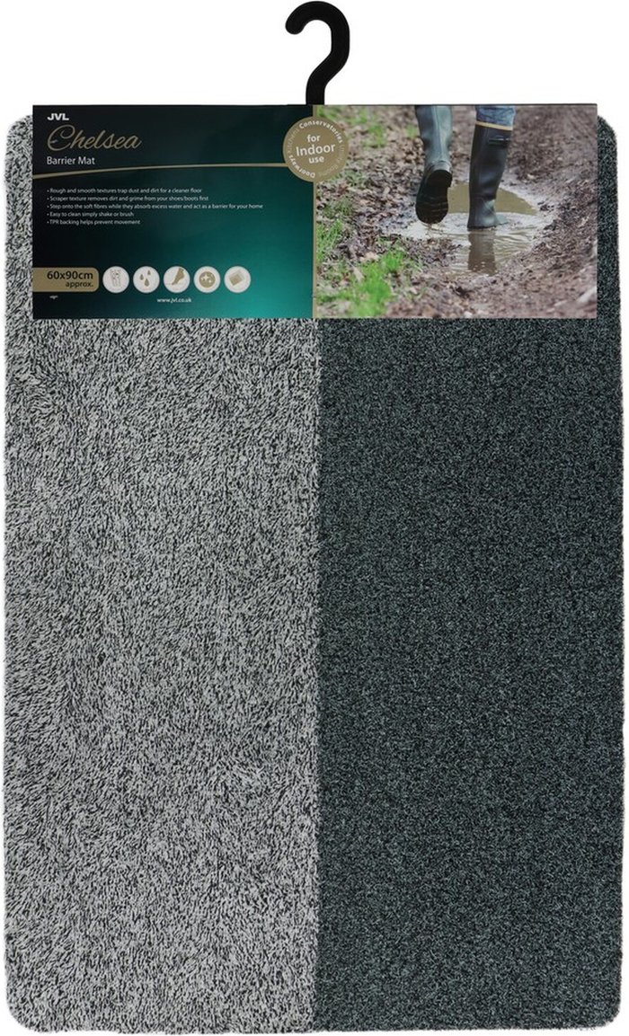 The Range | JVL Chelsea Barrier Scraper Door Mat, Grey, 60 x 90cm, Large - Grey JVL Chelsea Barrier Scraper Door Mat, Grey, 60 x 90cm, Large - Grey