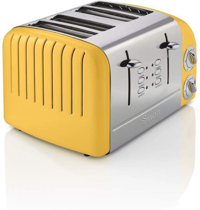 The Range | Swan 4 Slice Retro Toaster - Yellow - Swan Swan 4 Slice Retro Toaster - Yellow - Swan