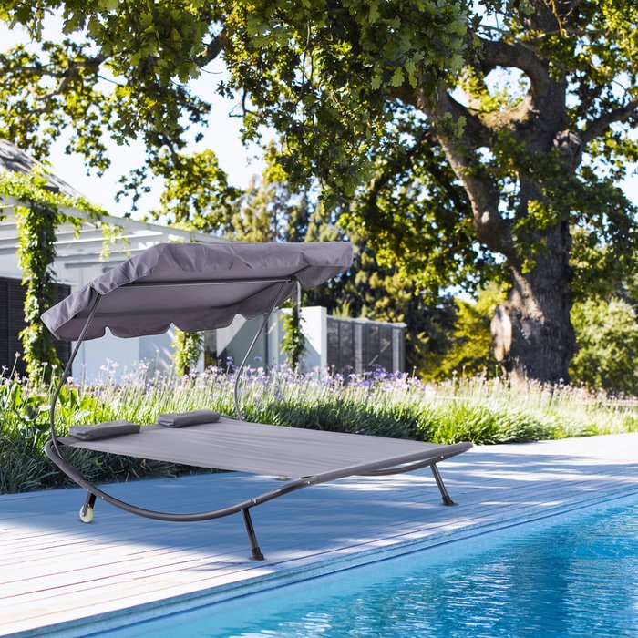 The Range | Outsunny Double Hammock Sun Lounger - Grey Outsunny Double Hammock Sun Lounger - Grey