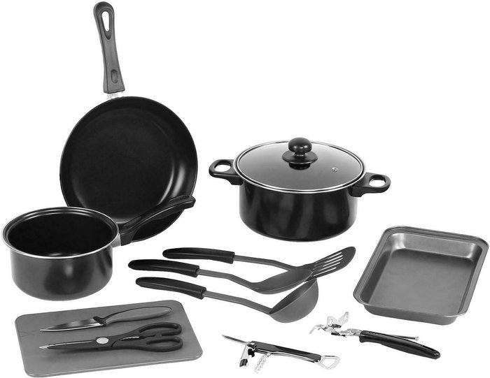 The Range | Gr8 Home Black 12 Piece Cookware Bakeware Starter Set - Black Gr8 Home Black 12 Piece Cookware Bakeware Starter Set - Black
