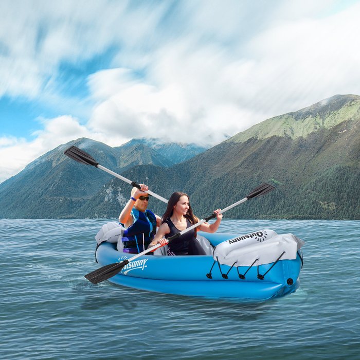 The Range | Outsunny Inflatable Kayak Two Person Inflatable Boat - Blue Outsunny Inflatable Kayak Two Person Inflatable Boat - Blue