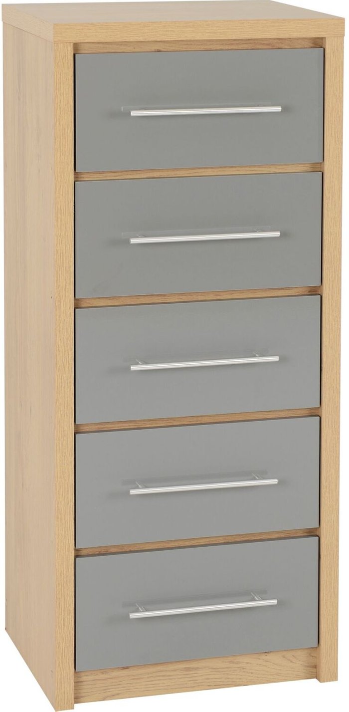 The Range | Seconique Seville 5 Drawer Narrow Chest - Grey Seconique Seville 5 Drawer Narrow Chest - Grey