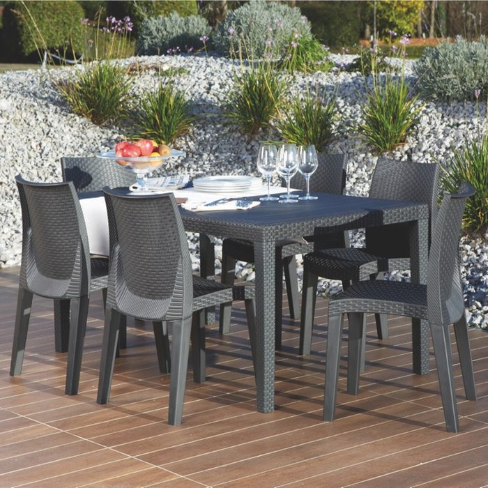 The Range | Outdoor Living Tuscany 6 Seat Dining Set - Anthracite Outdoor Living Tuscany 6 Seat Dining Set - Anthracite