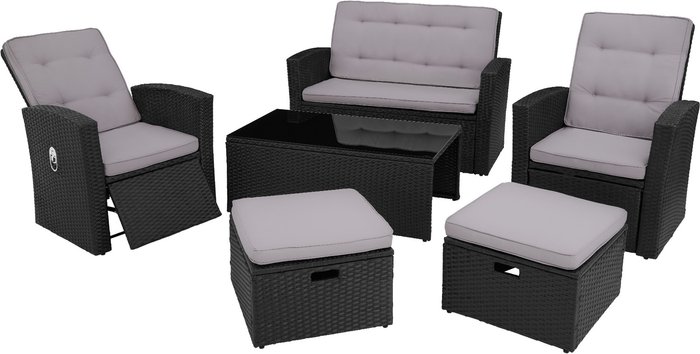 The Range | TECTAKE Tectake Garden Rattan Furniture Set Bari - Black TECTAKE Tectake Garden Rattan Furniture Set Bari - Black