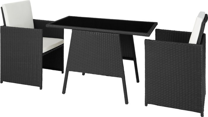 The Range | TECTAKE Tectake Lausanne Rattan Garden Bistro Set - Black/Cream TECTAKE Tectake Lausanne Rattan Garden Bistro Set - Black/Cream