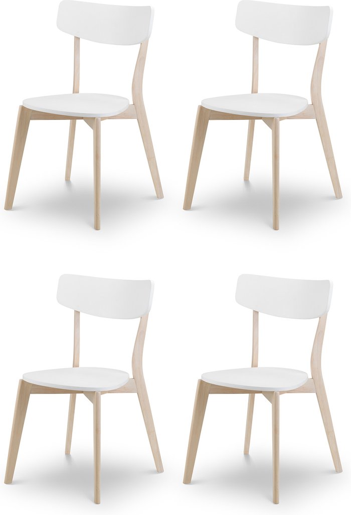 The Range | Julian Bowen Set Of 4 Casa Dining Chairs - White and Oak Julian Bowen Set Of 4 Casa Dining Chairs - White and Oak