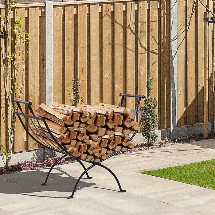 The Range | Outsunny Outsunny Folding Wood Log Holder Storage Rack Matte Metal Elevated Indoor Outsunny Outsunny Folding Wood Log Holder Storage Rack Matte Metal Elevated Indoor