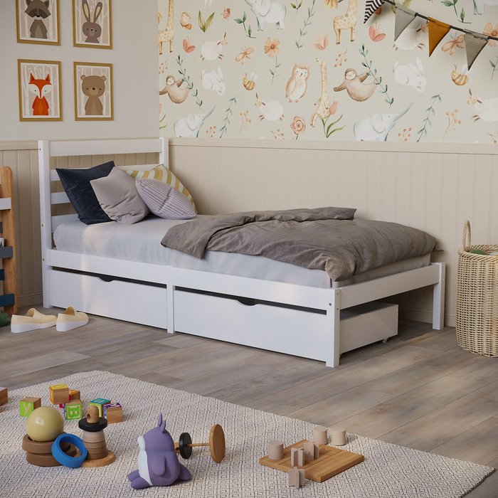 The Range | Libra Solid Pine Single Bed - White Libra Solid Pine Single Bed - White
