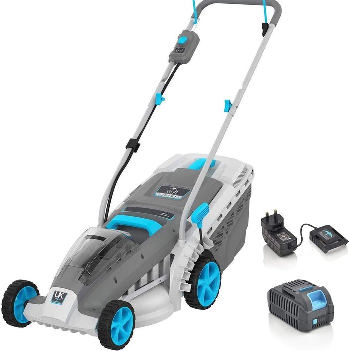 The Range | Swift swift 40V 37 cm Cordless Lawn Mower - Turquoise Swift swift 40V 37 cm Cordless Lawn Mower - Turquoise