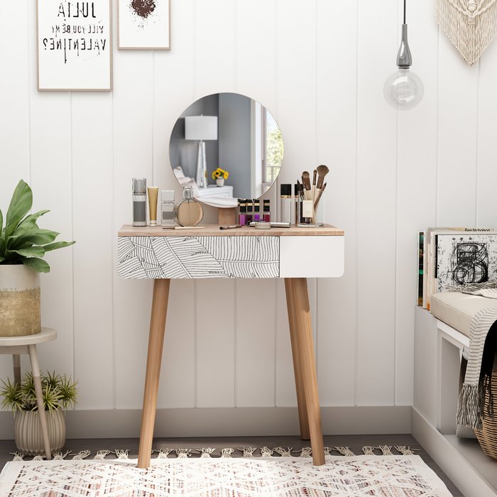 The Range | HOMCOM Wooden Compact Dressing Table with Drawer - Brown HOMCOM Wooden Compact Dressing Table with Drawer - Brown
