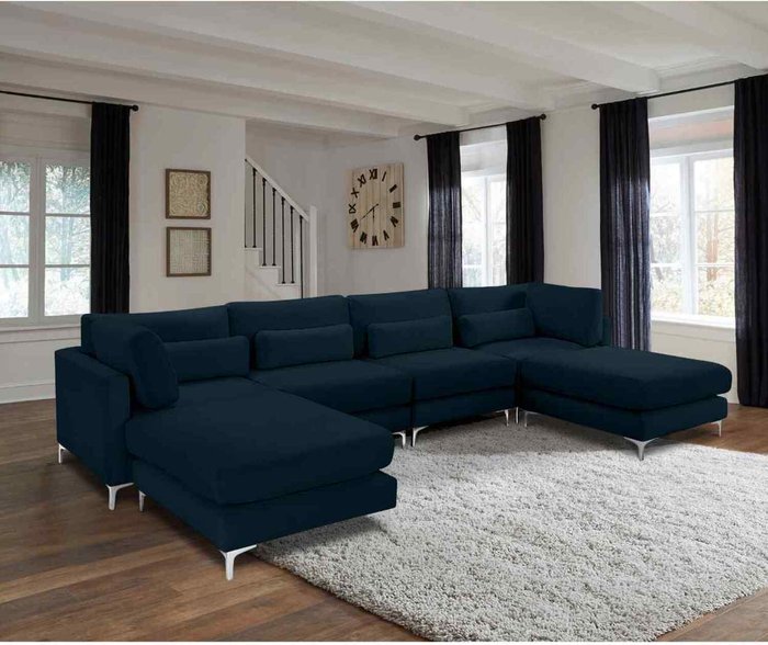 The Range | Simply Eleganza Finley Full Back Large Corner U Shape Sofa - Blue Simply Eleganza Finley Full Back Large Corner U Shape Sofa - Blue