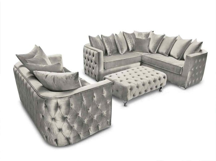 The Range | Simply Eleganza Julia Sofa Set 3 Seater Sofa with Corner and Footstool - White Simply Eleganza Julia Sofa Set 3 Seater Sofa with Corner and Footstool - White