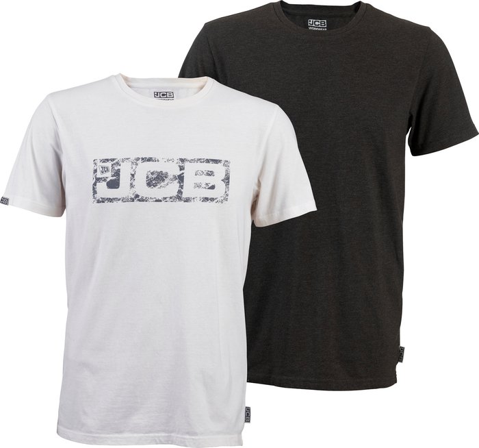 The Range | JCB JCB Essential Twin Pack T-shirts - White & Black / Large JCB JCB Essential Twin Pack T-shirts - White & Black / Large