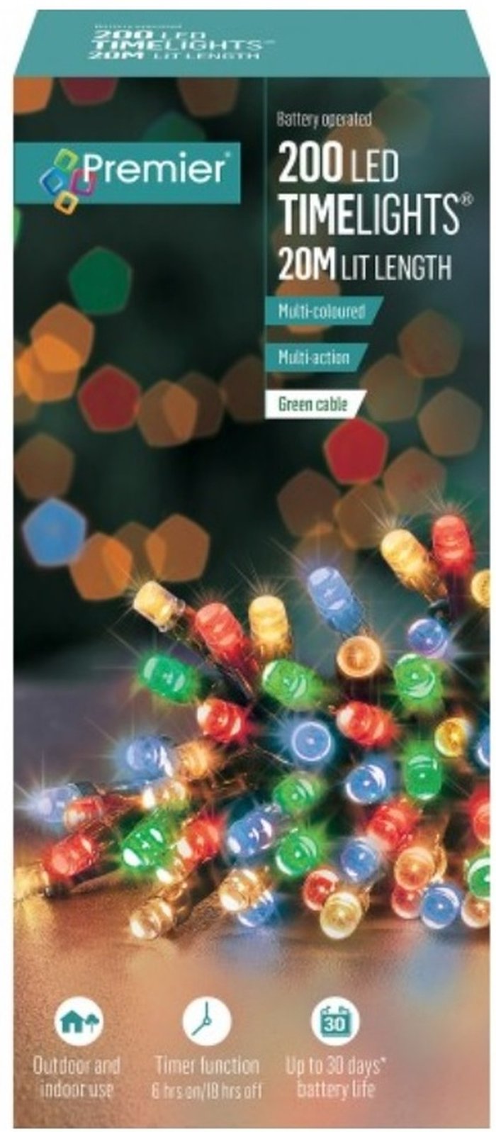 The Range | Premier 200 LED Timer Lights Multi Coloured - Multi Premier 200 LED Timer Lights Multi Coloured - Multi