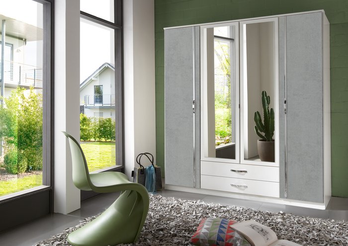 The Range | Tjs Duo Grey 4 Door Wardrobe - White And Grey Tjs Duo Grey 4 Door Wardrobe - White And Grey