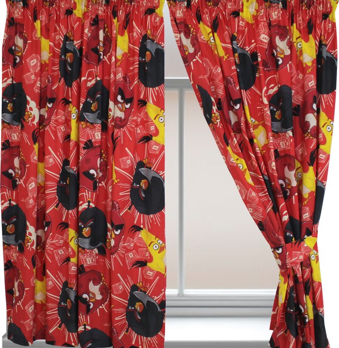 The Range | Rovio Angry Birds TNT Curtain Pair With Tie Backs - Red / 72in Rovio Angry Birds TNT Curtain Pair With Tie Backs - Red / 72in
