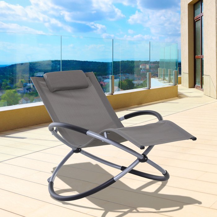 The Range | Outsunny Orbital Sun Lounger Rocking Chair - Grey Outsunny Orbital Sun Lounger Rocking Chair - Grey