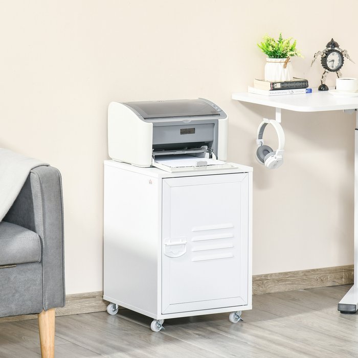 The Range | HOMCOM Mobile File Cabinet, Bedside Table, Mobile Storage - White HOMCOM Mobile File Cabinet, Bedside Table, Mobile Storage - White