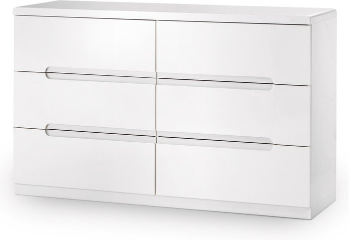 The Range | Julian Bowen Manhattan 6 Drawer Wide Chest - White - White Julian Bowen Manhattan 6 Drawer Wide Chest - White - White