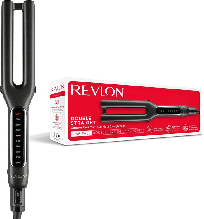 The Range | Revlon Double Straight Copper Ceramic Dual Plate Hair S - Black Revlon Double Straight Copper Ceramic Dual Plate Hair S - Black