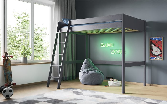 The Range | Noomi Tera Small Double High Sleeper Frame Only Grey - Grey Noomi Tera Small Double High Sleeper Frame Only Grey - Grey