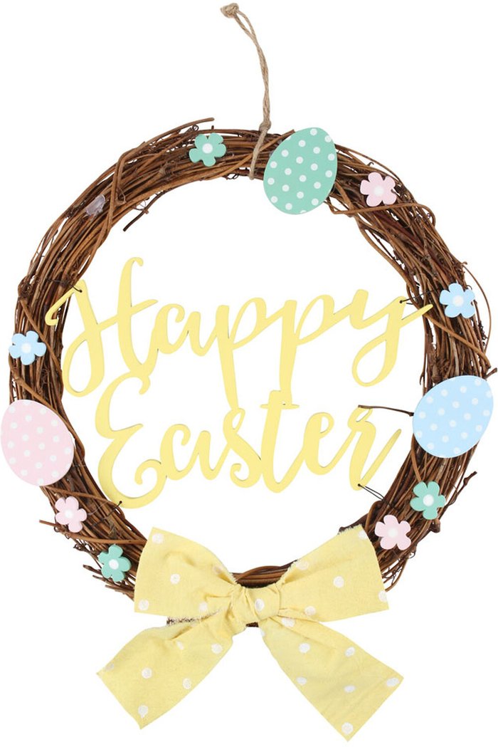 The Range | KDMK 30Cm Happy Easter Willow Wreath - Yellow KDMK 30Cm Happy Easter Willow Wreath - Yellow