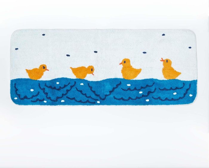 The Range | Homescapes Duck Pond Novelty Bath Runner - White Homescapes Duck Pond Novelty Bath Runner - White